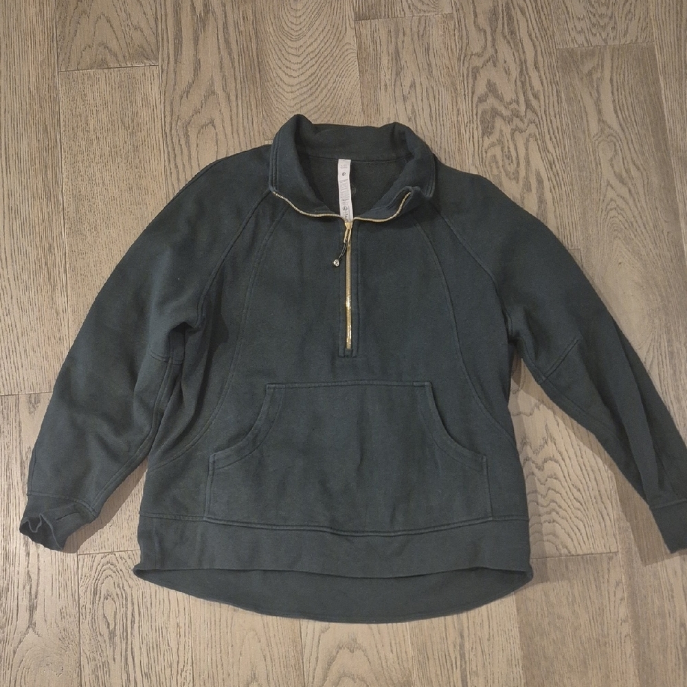 lululemon athletica Dark Green Half-Zip Sweatshirt with Gold Zipper
